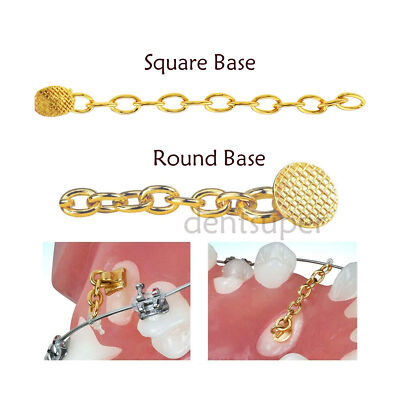Dental Orthodontic Traction Rectangular Round Button With Chain 18K ...