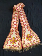 Vintage church stole chasuble vestment embroidery needlepoint christian item686