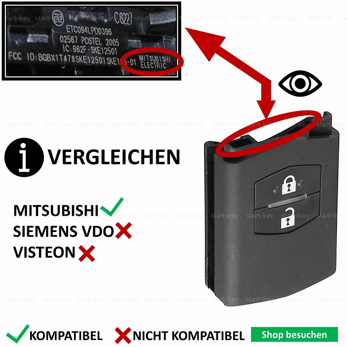 Ersatz Fernbedienung Geeignet Für Mazda - 2 Tasten - 434 MHz Serie 3