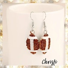 Football   Dangle Design Rhinestones Earrings , Unique Great For Sport...
