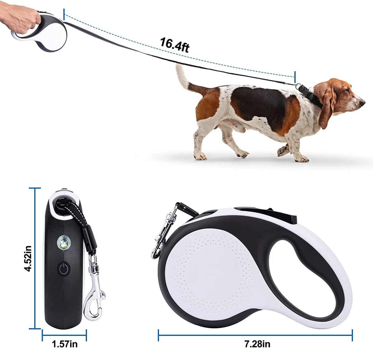 Waggytail LED Retractable Dog Leash 16 Foot Dog Leash Non Slip