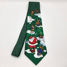     Hallmark Yule Tie Greetings Men's Neck Tie Christmas Santa Golf - 3.75" x 56"
