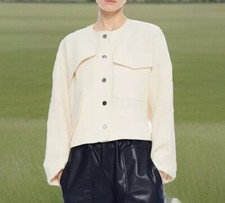 Tibi Jacket Basketweave Patch Short Blazer Wool Blend Resort 2020 Women Sz 10