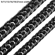 Men's Black Plated 316L Stainless Steel Curb Cuban Link Chain Necklace Chain
