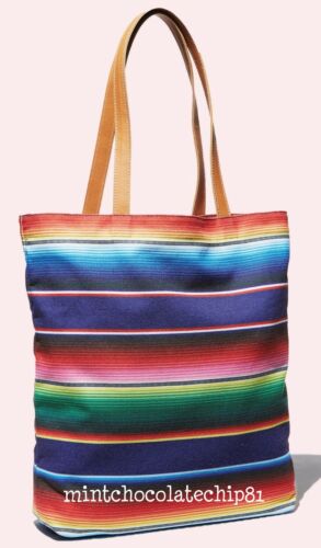 BLOOMINGDALE'S RAINBOW STRIPED Canvas Beach Shopper Reuseable Eco Tote Bag