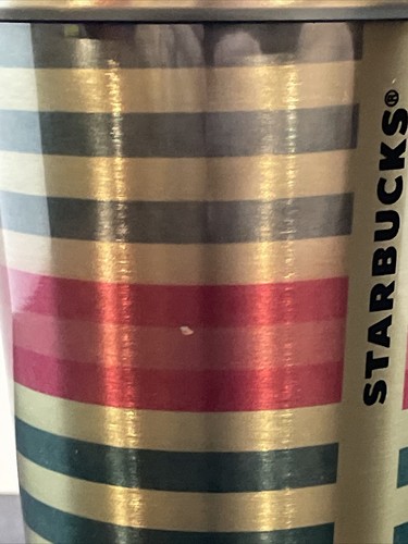 Starbucks 2014 Stainless Steel Tumbler Black Dot Stripe 16 oz Cup Mug - Picture 6 of 7