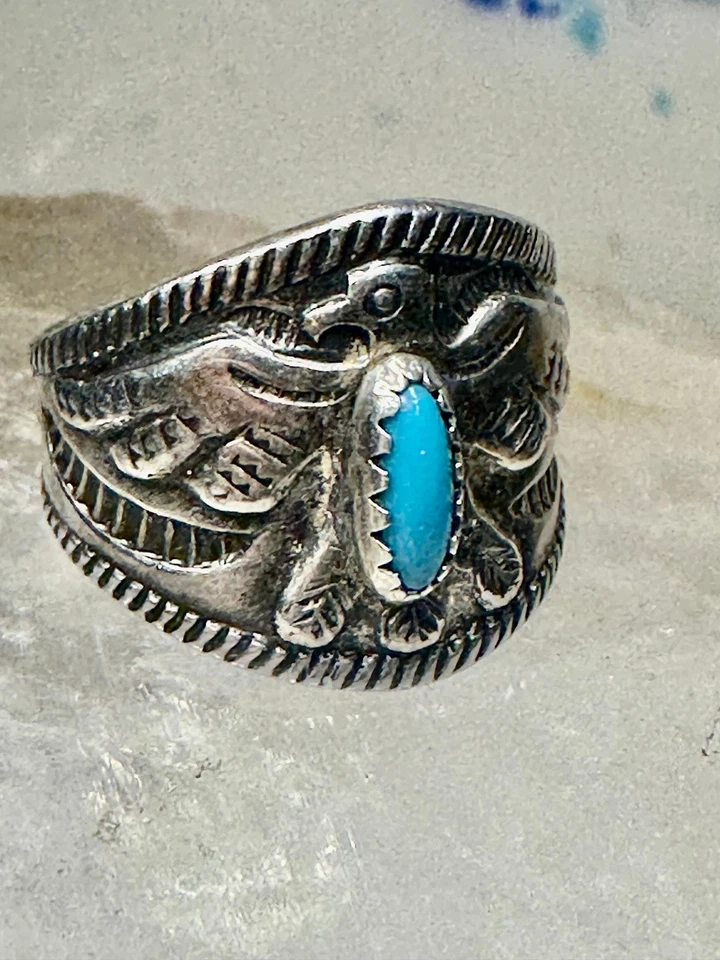 Anillo Phoenix Talla 5 Turquesa Banda Plata Esterlina Banda Mujeres Niños Niñas Foto 2 de 4