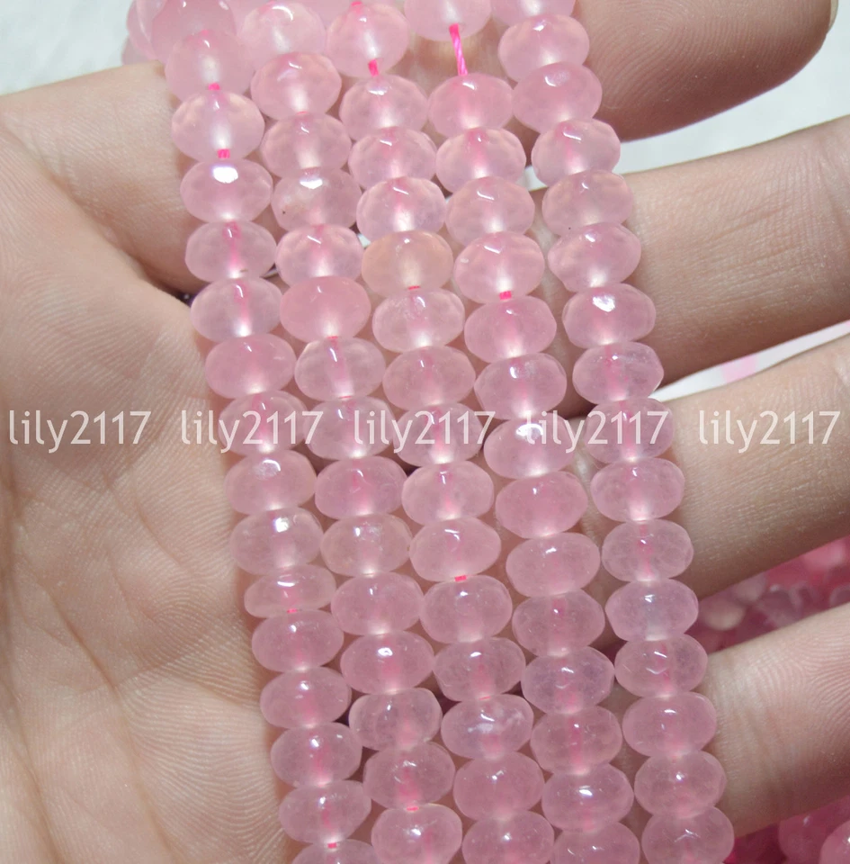 Wholesale Natural 5x8mm Faceted Pink Rose Quartz Gemstone Loose beads 15" - Image 2 of 4