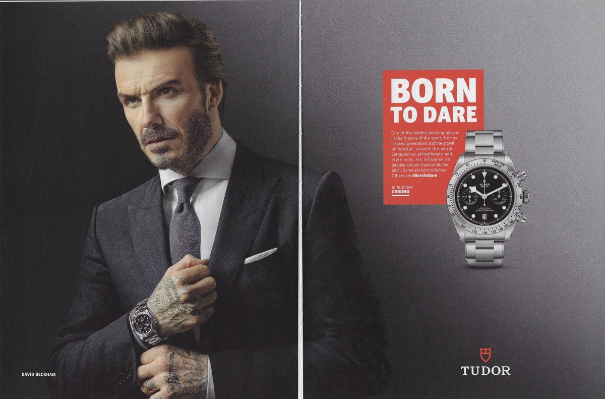 2018 Tudor Black Bay Chrono Watch David Beckham Born to Dare VINTAGE PRINT  AD