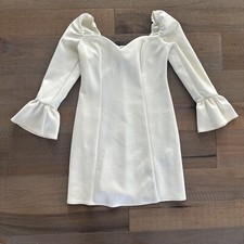 ASOS Mini Dress Sz6P White Off Shoulder Puff Fluted Sleeve Bodycon Fairy 90s NWT