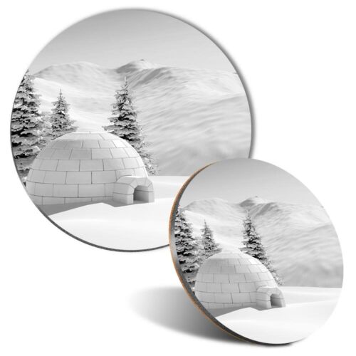 Mouse Mat & Coaster Set - BW - Igloo Snow Winter Ice House  #36773 - Picture 1 of 8
