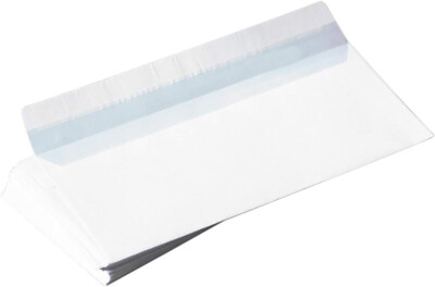 Starke DL einfache WEISSE UMSCHLÄGE Abzieh- und Versiegelungspapier 110 mm x 220 mm Sicherheit bedruckt