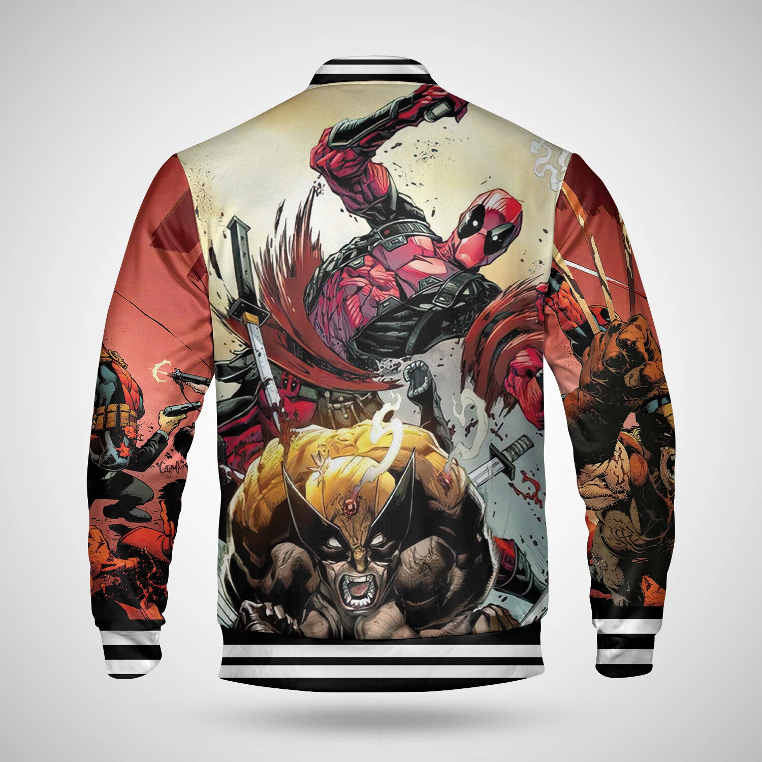 Awesome Wolverine Vs Deadpool Superhero Comic Book Baseball Jacket