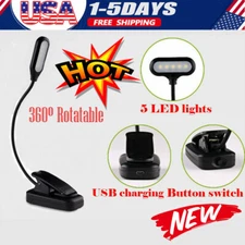 USB Rechargeable Book Light Clip On Reading Light in Bed With Flexible Stand NEW