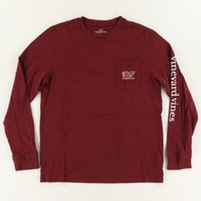 Vineyard Vines Football Textured Long Sleeve T-Shirt Maroon Boys L