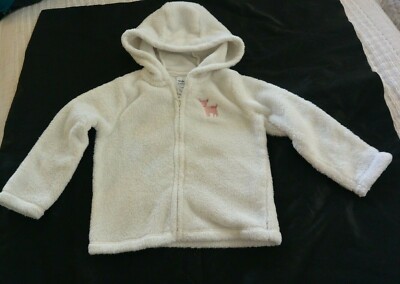 CARTER'S CHILD OF MINE Toddler Girls White Furry Jacket Pink Deer Size 24 Mo