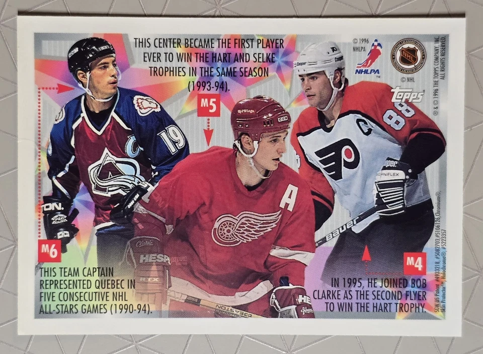 Eric Lindros ⭐TheGreat88⭐ ~RARE~ 1995 TOPPS FINEST MYSTERY ⚡REFRACTOR⚡ read. HOF - Image 2 of 4