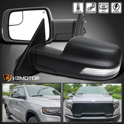 Fits 2019-2024 Dodge Ram 1500 Power Heated Side Mirrors+LED Signal Lamp+BSD Pair