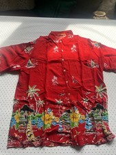 Vintage Tropical Camp Shirt Rayon Palm Tree Island Print