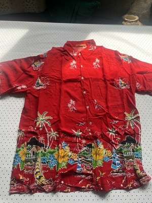 Vintage Tropical Camp Shirt Rayon Palm Tree Island Print