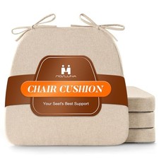 Chair Cushions for Dining Chairs Set of 4, D-Shaped Chair Pads 4 Pack Beige