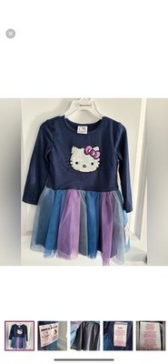 NWT- Hello Kitty long sleeve dress with tulle, size 24M