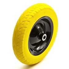 PU Metal Wheelbarrow Wheel 3.50-8 14'' Solid Tyre 20mm Bearings 108mm Hub Cart