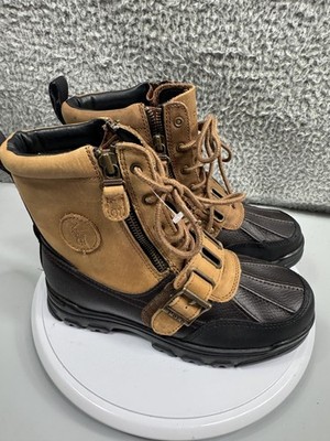 Polo Ralph Lauren Boots Boys New Size 4.5 Tan Chocolate Andres Leather Winter