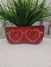Rebecca Minkoff Gold Heart Sunnies Zipper Case Leather Glasses Pouch Purse