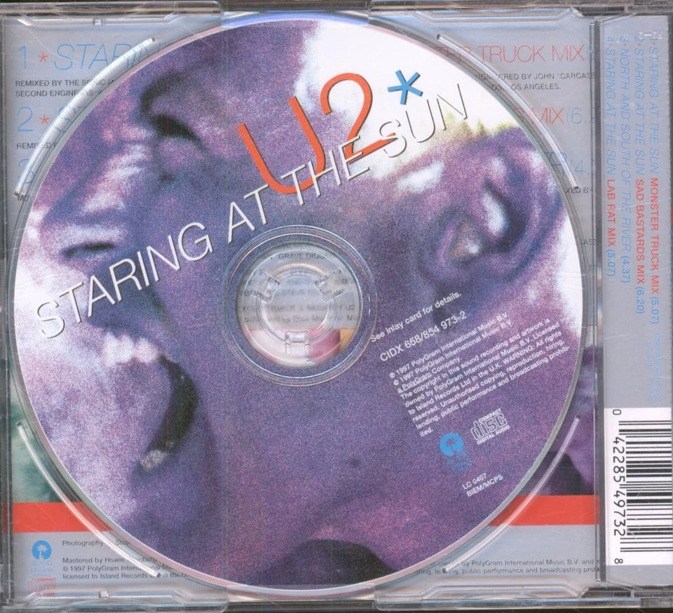U2 Staring At the Sun CD Europe Island 1997 single. Has info sticker on front - Bild 2 von 2