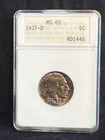1937-D 5c Buffalo Nickel MS65 ANA PNG ANACS Soapbox Genie Lamp Holder