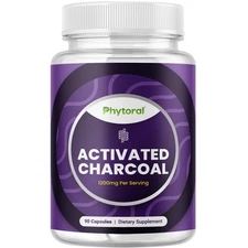 Pure Activated Charcoal Pills Detox & Cleanse - Purifying Coconut Capsules 90ct