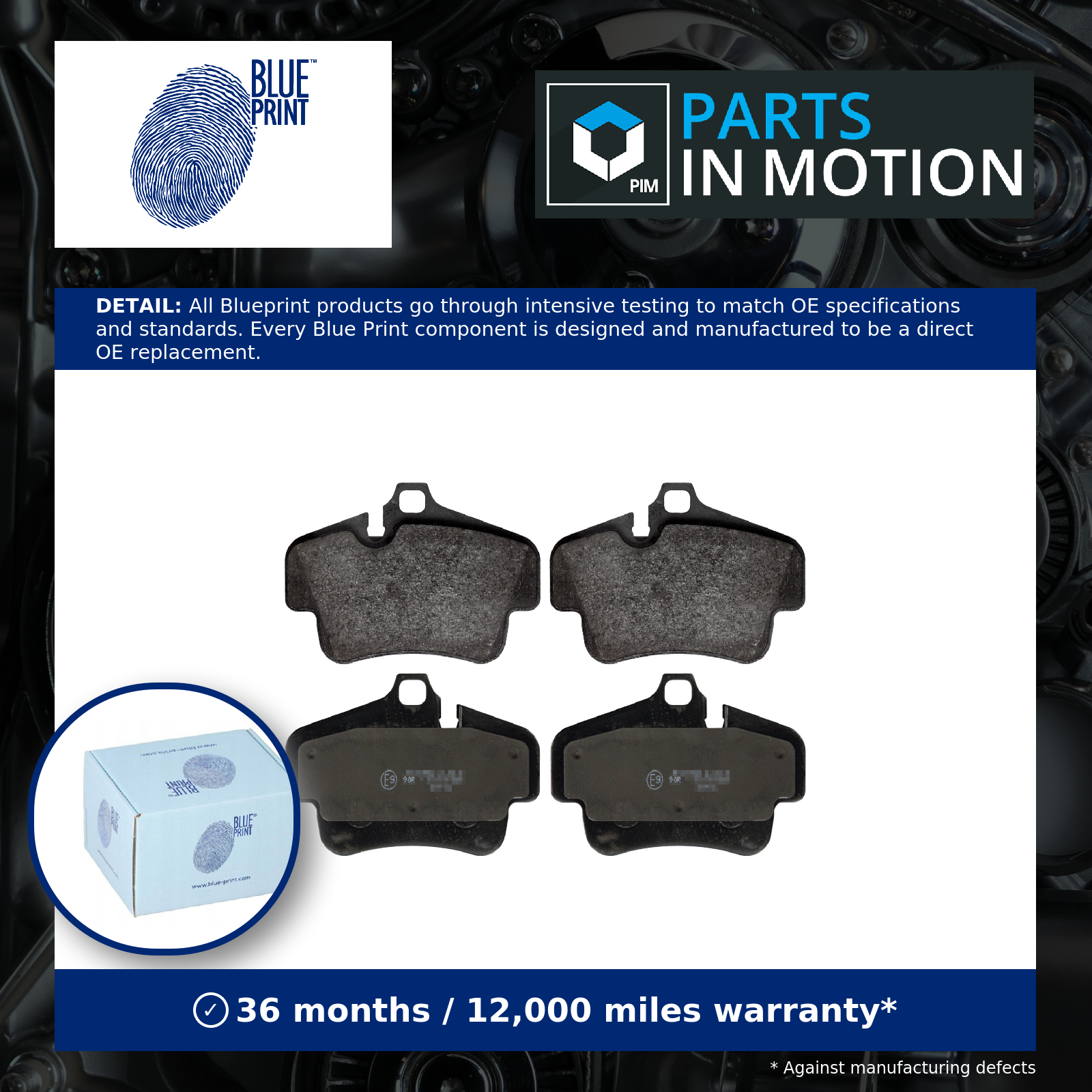 Brake Pads Set fits PORSCHE CAYMAN 987 2.9 Rear 09 to 12 MA1.20 Blue Print New - Image 8