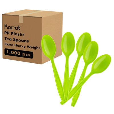 Karat PP Plastic Extra Heavy Weight Tea Spoons - Green - 1,000 ct, U2033 (Green)