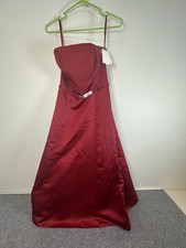 David's Bridal Apple Red Strapless Gown Bridesmaid prom Dress Sz 2