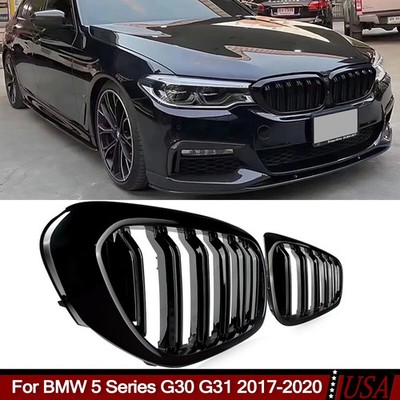 Gloss Black For BMW 5 Series G30 G31 530i 540i M5 2017-2020 Front Kidney Grille