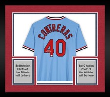 Framed Willson Contreras Cardinals Signed Blue Nike Cooperstown Replica Jersey