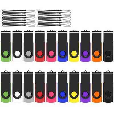 USB Flash Drive Bulk 16GB 20 Pack with Lanyards USB 2.0 Thumb Drive Bulk Memo...