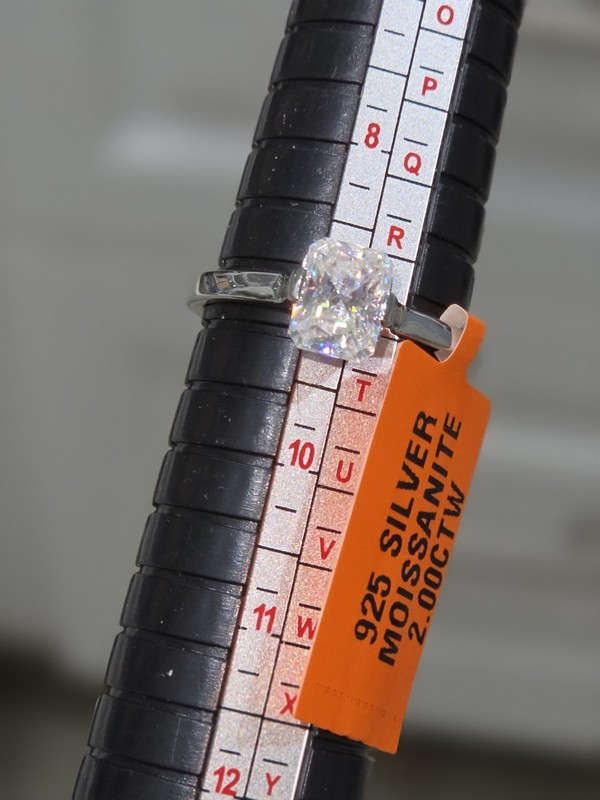 Sterling Silver 925 Radiant Moissanite 2.00ctw Ring Size 9 Rodiuum/Platnium Over