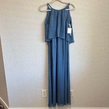 NWT Davids Bridal Womens Size 8 Flounced Crinkle Chiffon Sheath Bridesmaid Dress