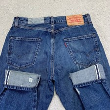 Levis 505-0217 Jeans 29x31 Blue Distressed Denim Selvedge Redline Big E
