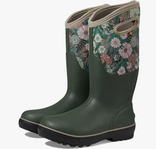 BOGS Classic II Vintage Floral Green Multi Color Waterproof Boots Size 10 US