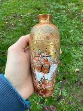antique Japanese Kutani porcelain vase signed