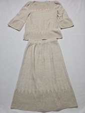 Vintage Vivanti 70s 80s Size 12 Knit Sweater  Skirt Crochet Cottagecore 2pc Set