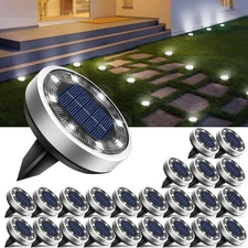 24 Pack Solar Ground Lights Outdoor, 8 LED Solar Disc Lights IP65 Waterproof ...