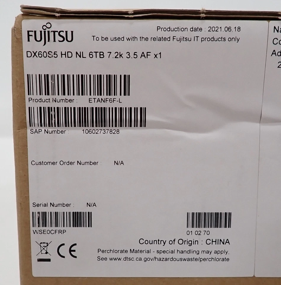 NEW Fujitsu Eternus DX60 S5 6TB 7.2K SAS 12G 3.5" HDD CA08226-E215 ETANF6F-L - Image 3 of 3