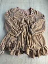 Free People Estella Dress Womens XS Rust Orange Velvet Ruffle Hem Trapeze Boho