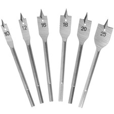 6-Piece Spade Drill Bit Set – Carbon Steel Paddle Bits with 1/4" Hex Shank – ...