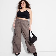 Wild Fable Women's Mid Rise Wide Leg Relaxed Cargo Pants Pewter Gray NWT XXL