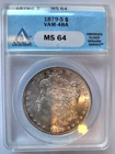 1879-S ANACS MS-64 VAM 48A Morgan Dollar-reverse beautiful even toning #188
